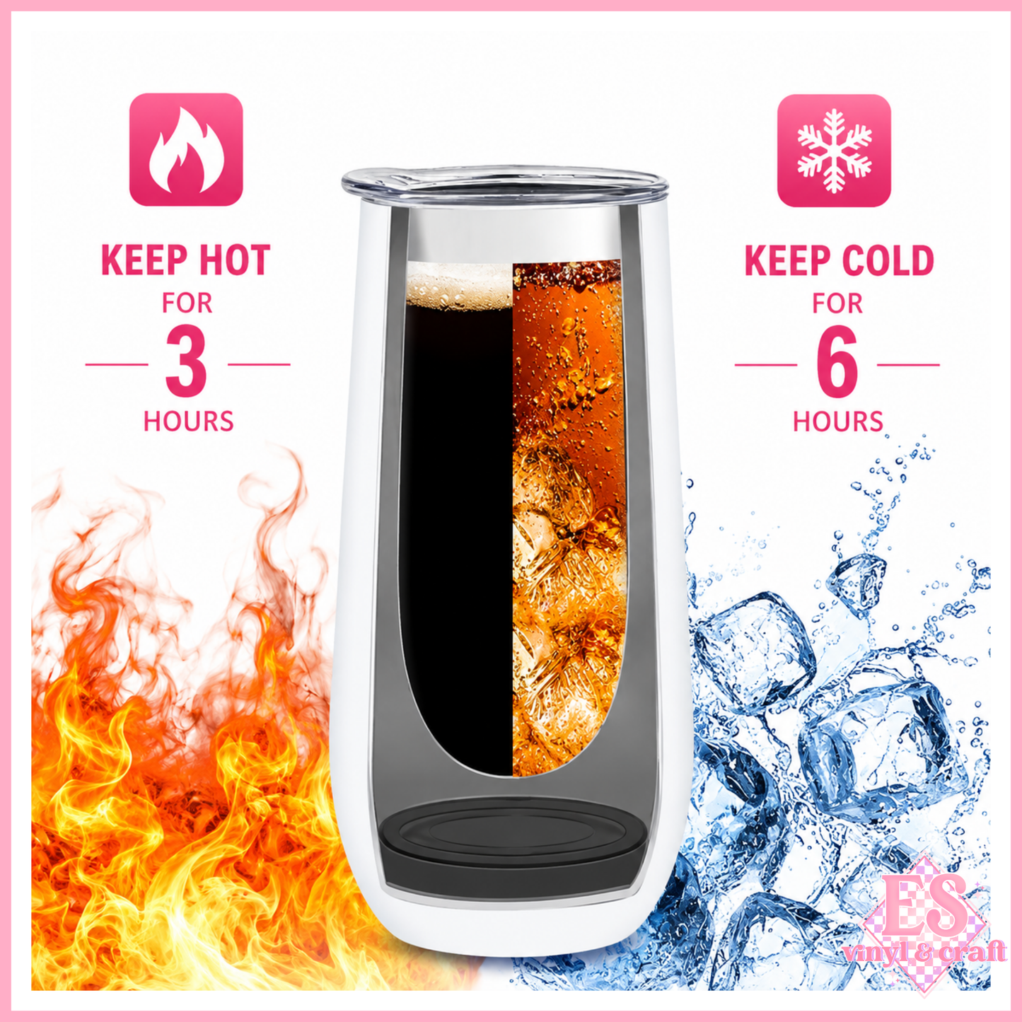 White Champagne Tumbler 16oz or 20oz