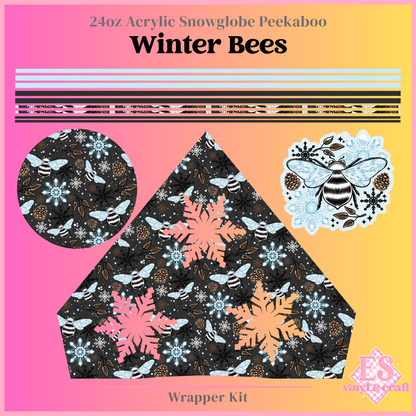 Winter Bees - 24oz Snowglobe Wrapper Kit