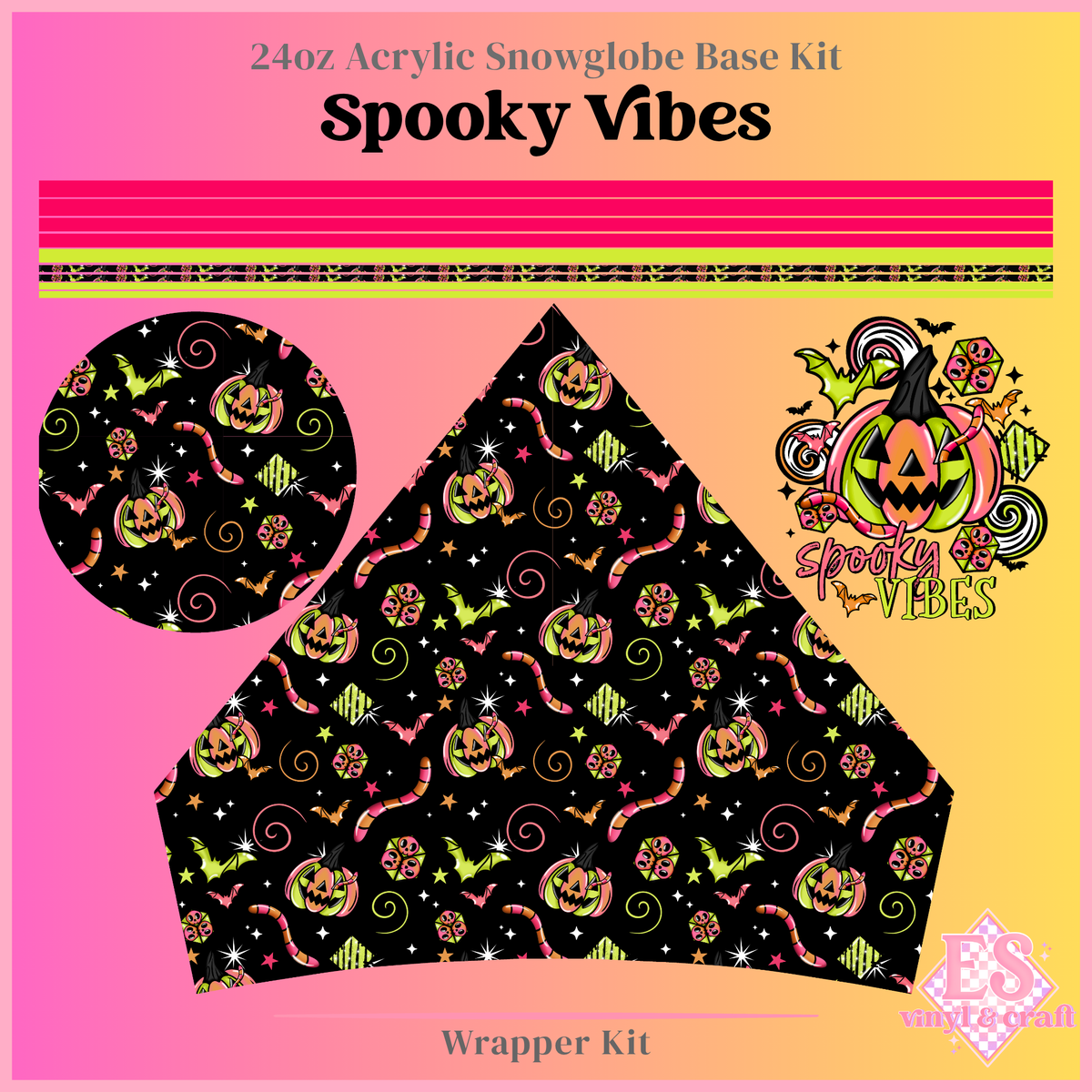 Spooky Vibes - 24oz Snowglobe Wrapper Kit