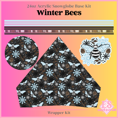 Winter Bees - 24oz Snowglobe Wrapper Kit
