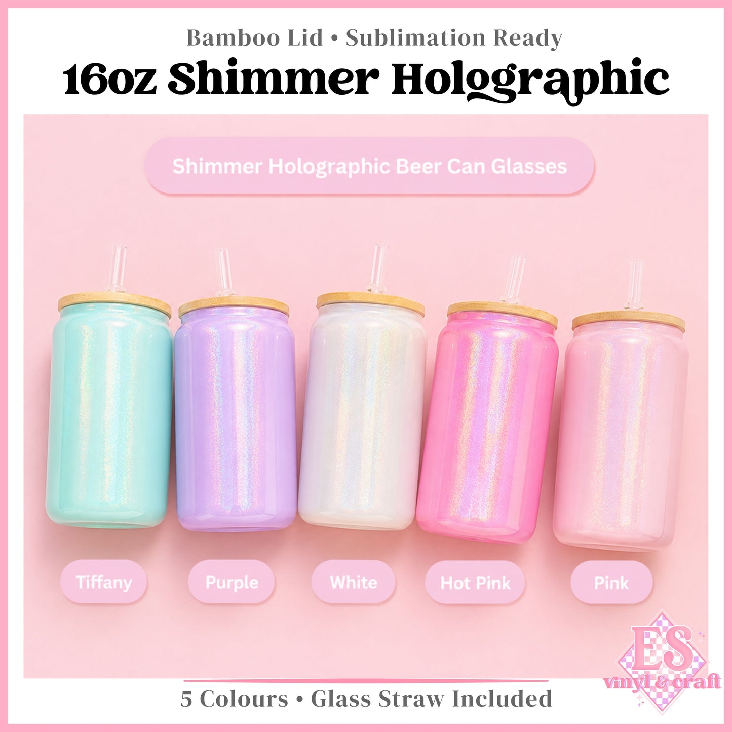 16oz Shimmer Holographic Beer Can Sublimation