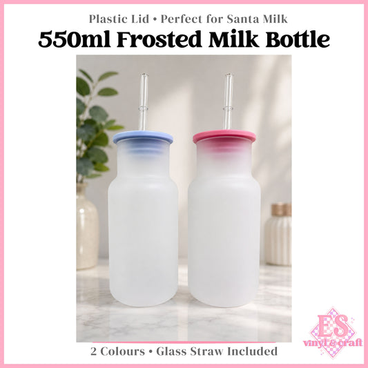 Milk Bottle Frosted Glass 550ml Sublimation Ready