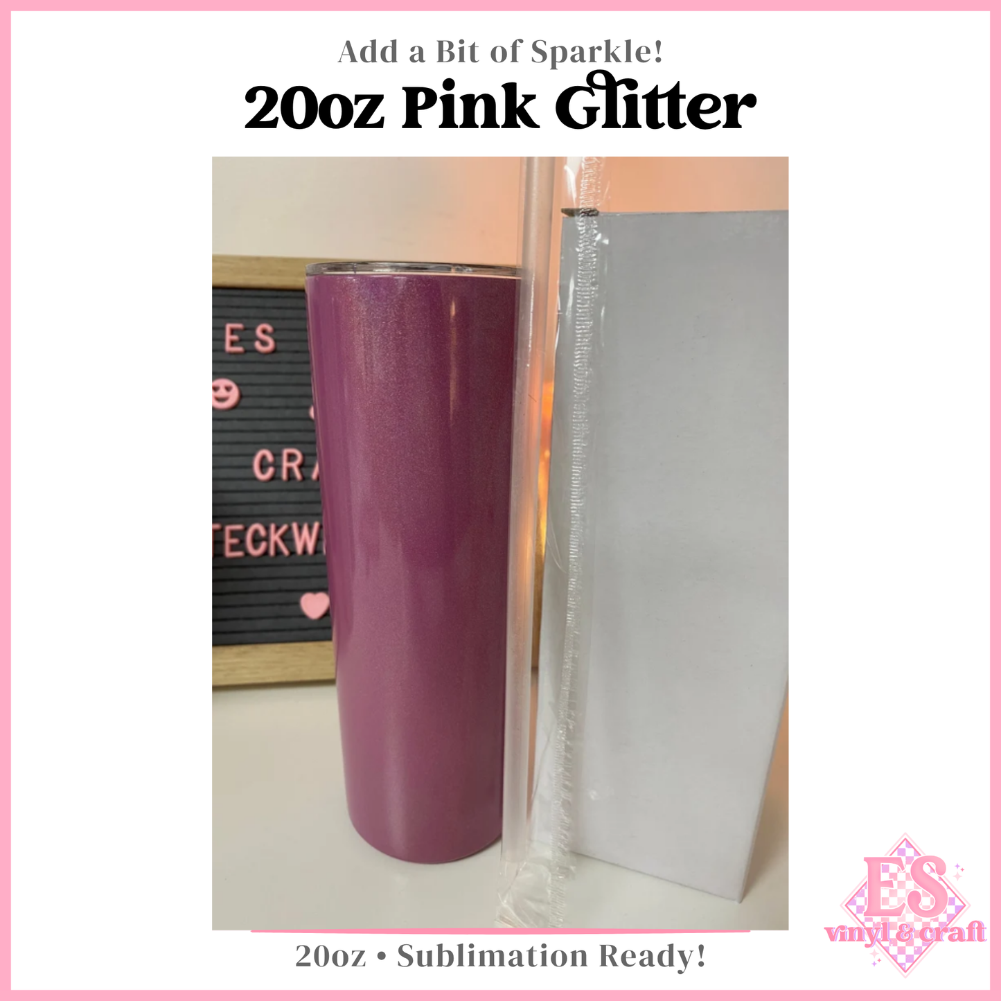 20oz Glitter Sublimation Tumbler