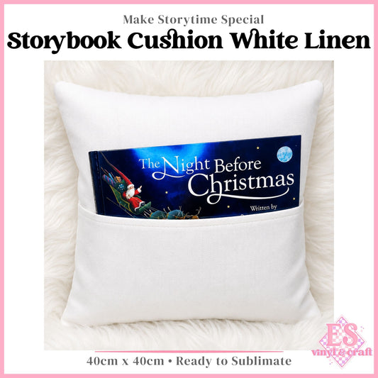 Story Book Cushion Cover - White Linen 40cm x 40cm