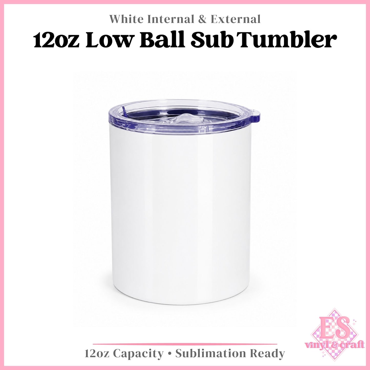 12oz White Low Ball Sublimation Tumbler