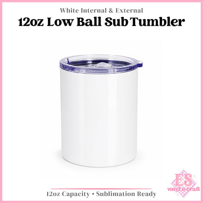12oz White Low Ball Sublimation Tumbler