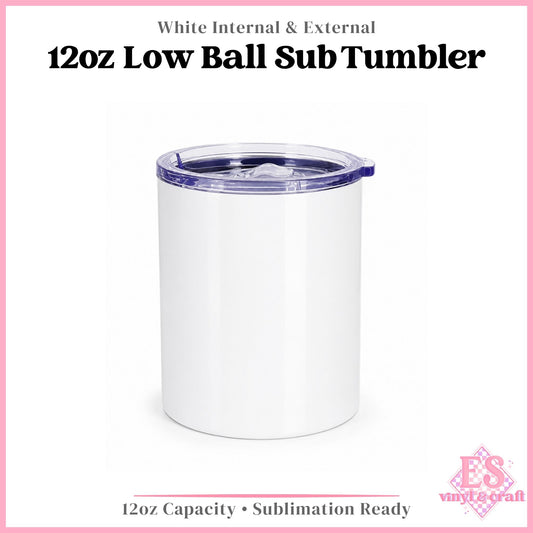 12oz White Low Ball Sublimation Tumbler