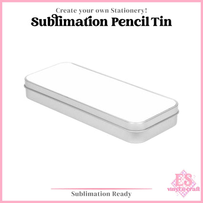 Silver Sublimation Pencil Tin - 18cm x 8cm x 2.4cm