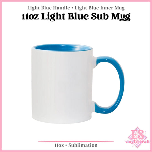11oz Light Blue Inner and Handle Sublimation Mug