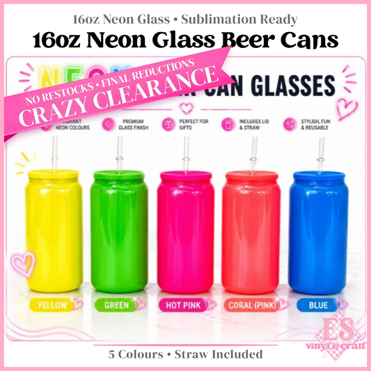 16oz Neon Coloured Beer Cans with Plastic Coloured Lid Sublimation