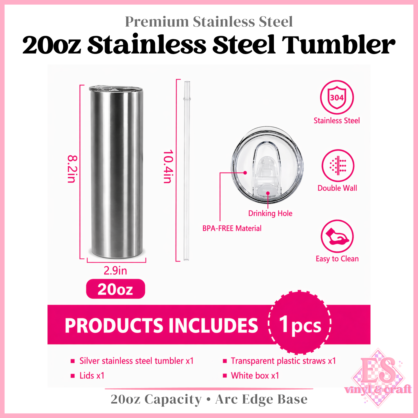 20oz Stainless Steel Tumbler (None Sublimation)