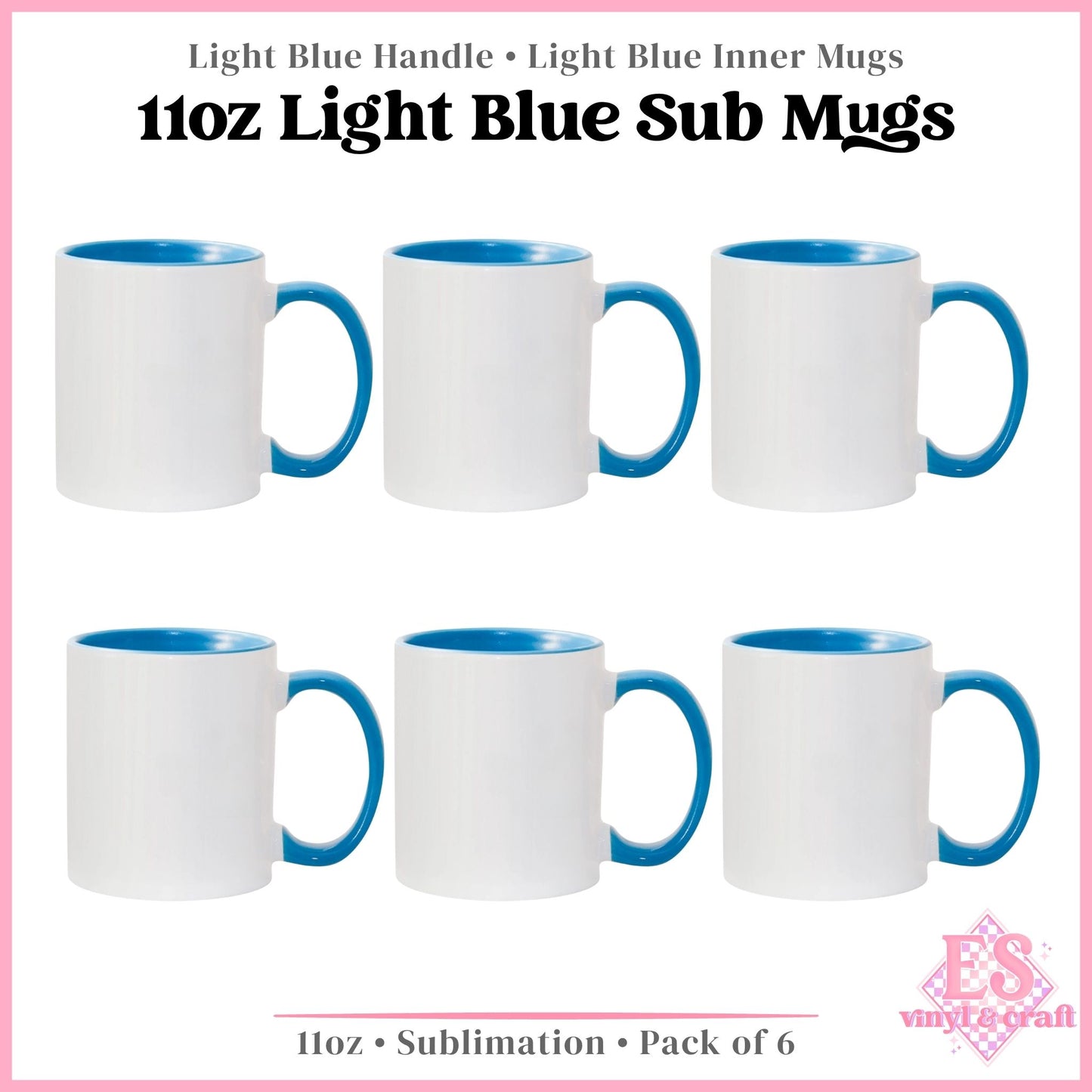 11oz Light Blue Inner and Handle Sublimation Mug