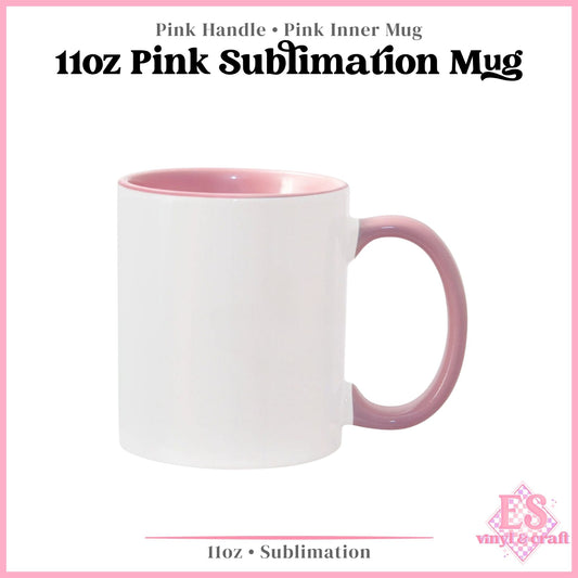 11oz Pink Inner and Handle Sublimation Mug