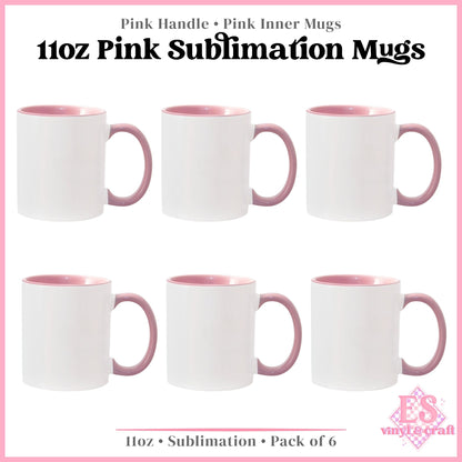11oz Pink Inner and Handle Sublimation Mug