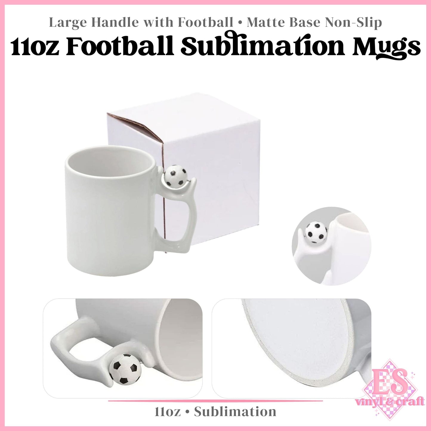 Football Handle Sublimation Mugs 11oz (330ml)