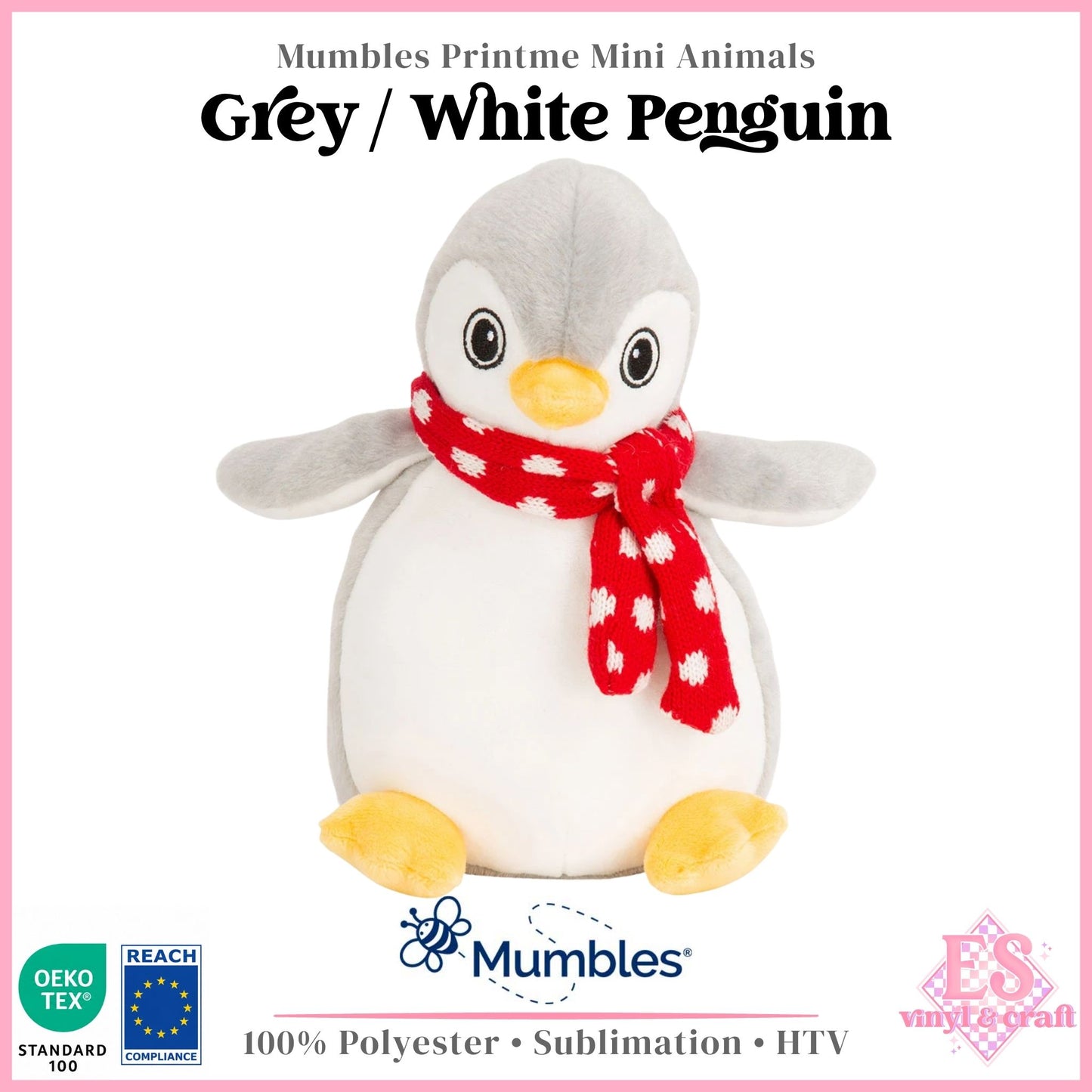 Mumbles Print Me MM60 - Grey White Penguin