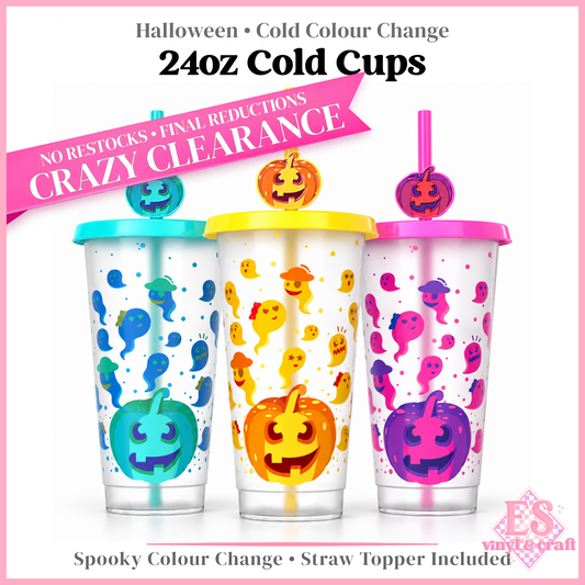 24oz Cold Colour Change Halloween Cold Cups Straw Topper