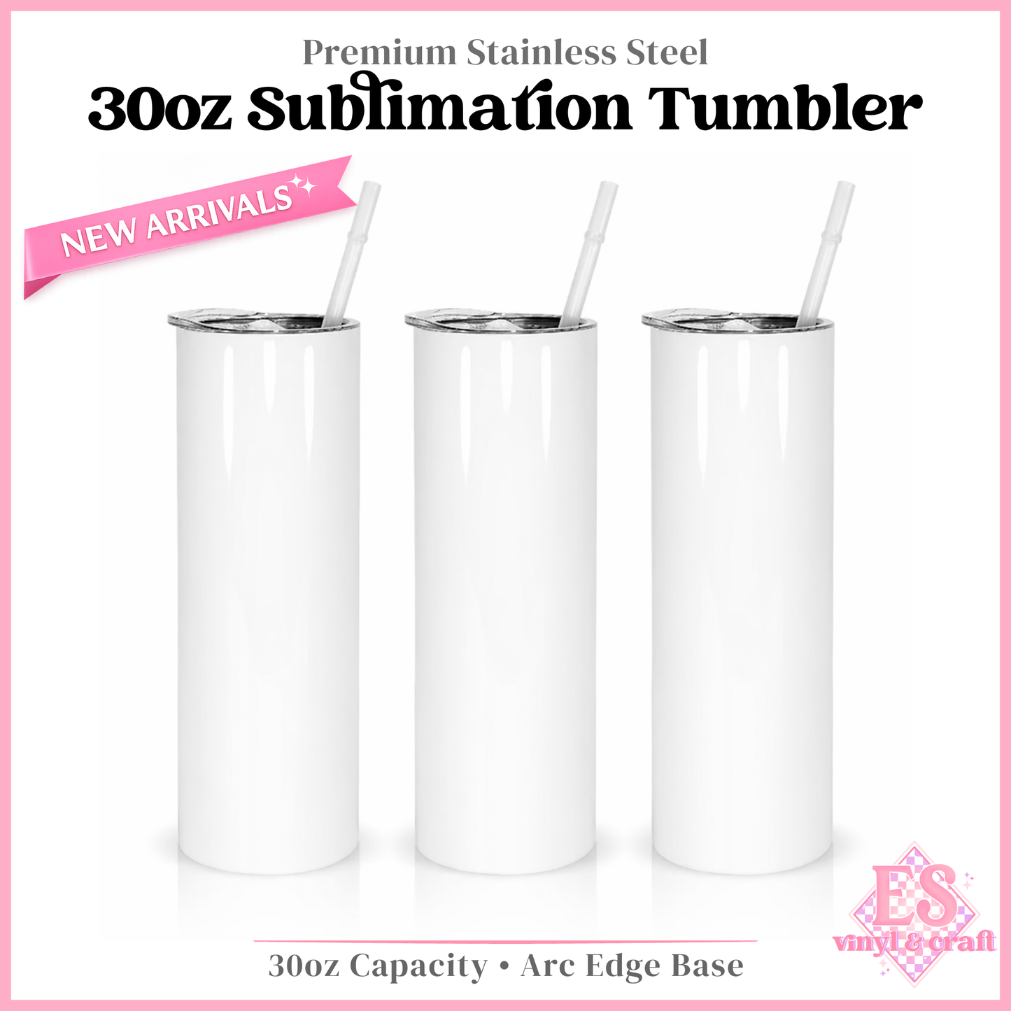 30oz White Sublimation Tumbler