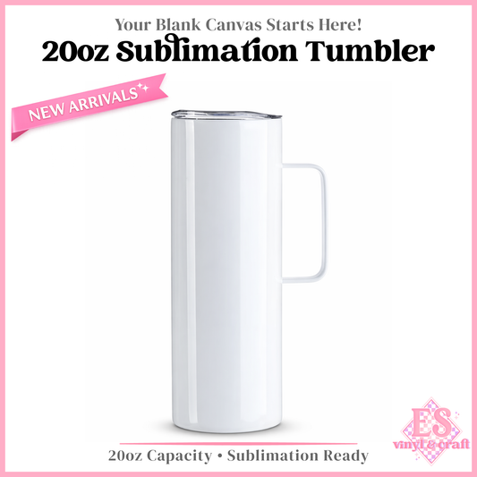 20oz White Sublimation Tumbler with Handle