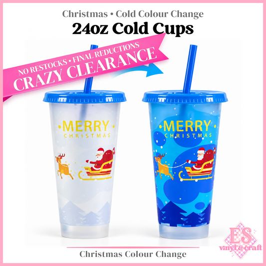 Christmas Blue Cold Colour Change Cup 24oz