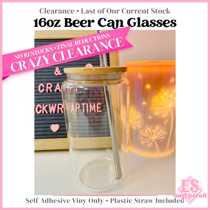 Bamboo Beer Can Glasses 16oz - Vinyl - Plastic Straw