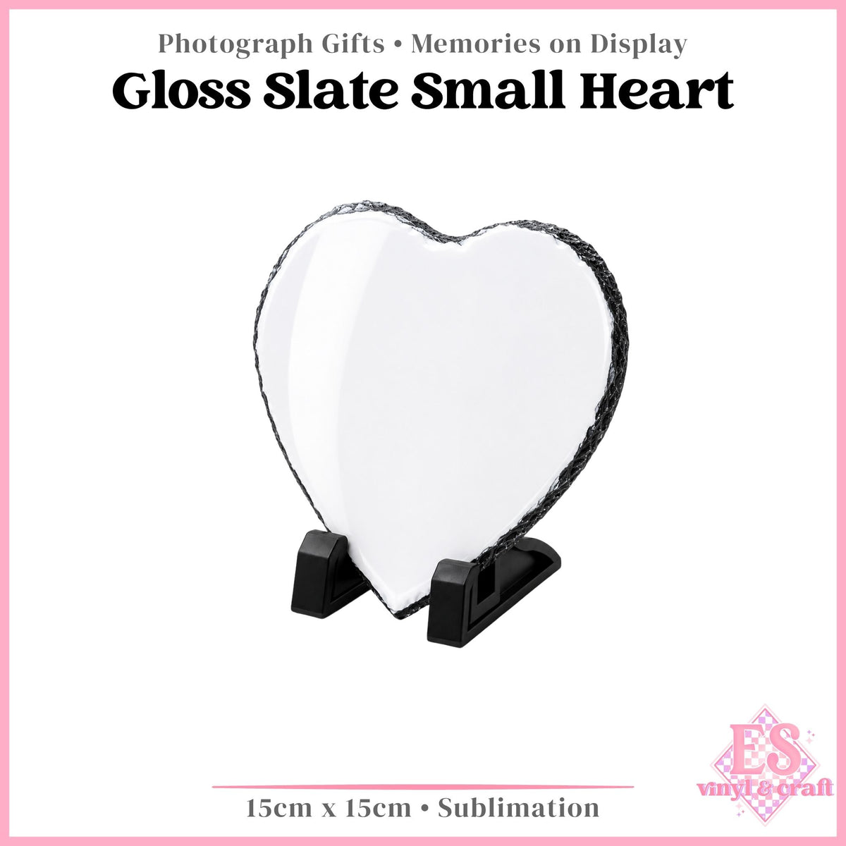 Gloss Slate Small Heart - 15cm x 15cm