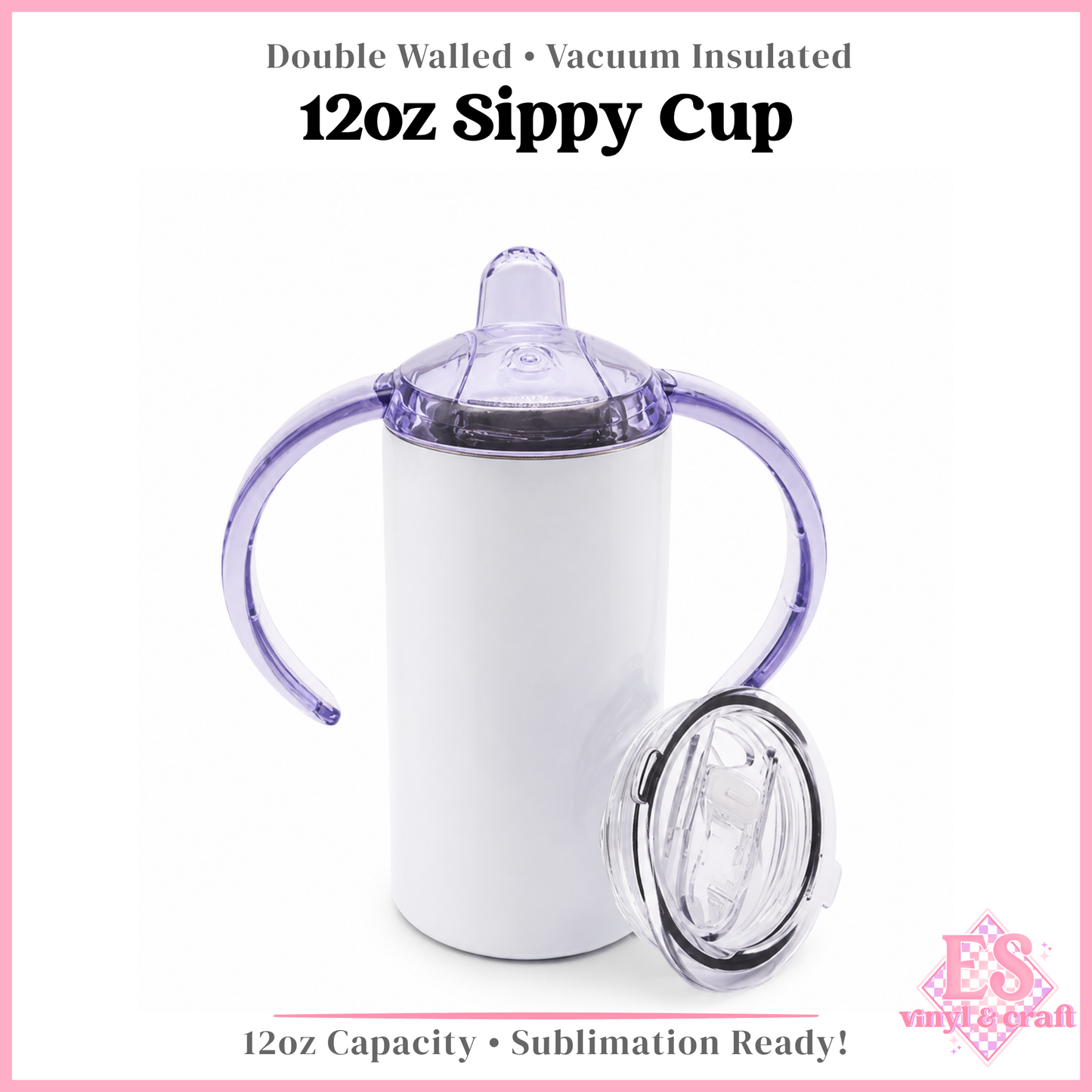 12oz White Sublimation Sippy Cup