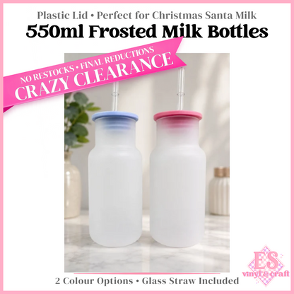 Milk Bottle Frosted Glass 550ml Sublimation Ready