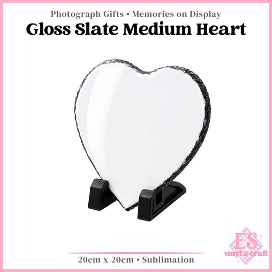 Gloss Slate Medium Heart - 20cm x 20cm
