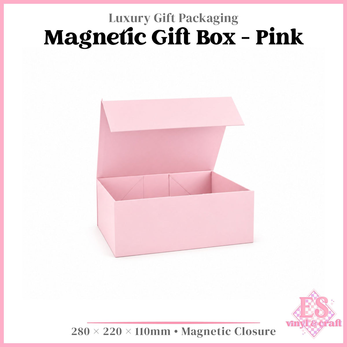 Magnetic Gift Box Baby Pink - 280mm x 220mm x 110mm