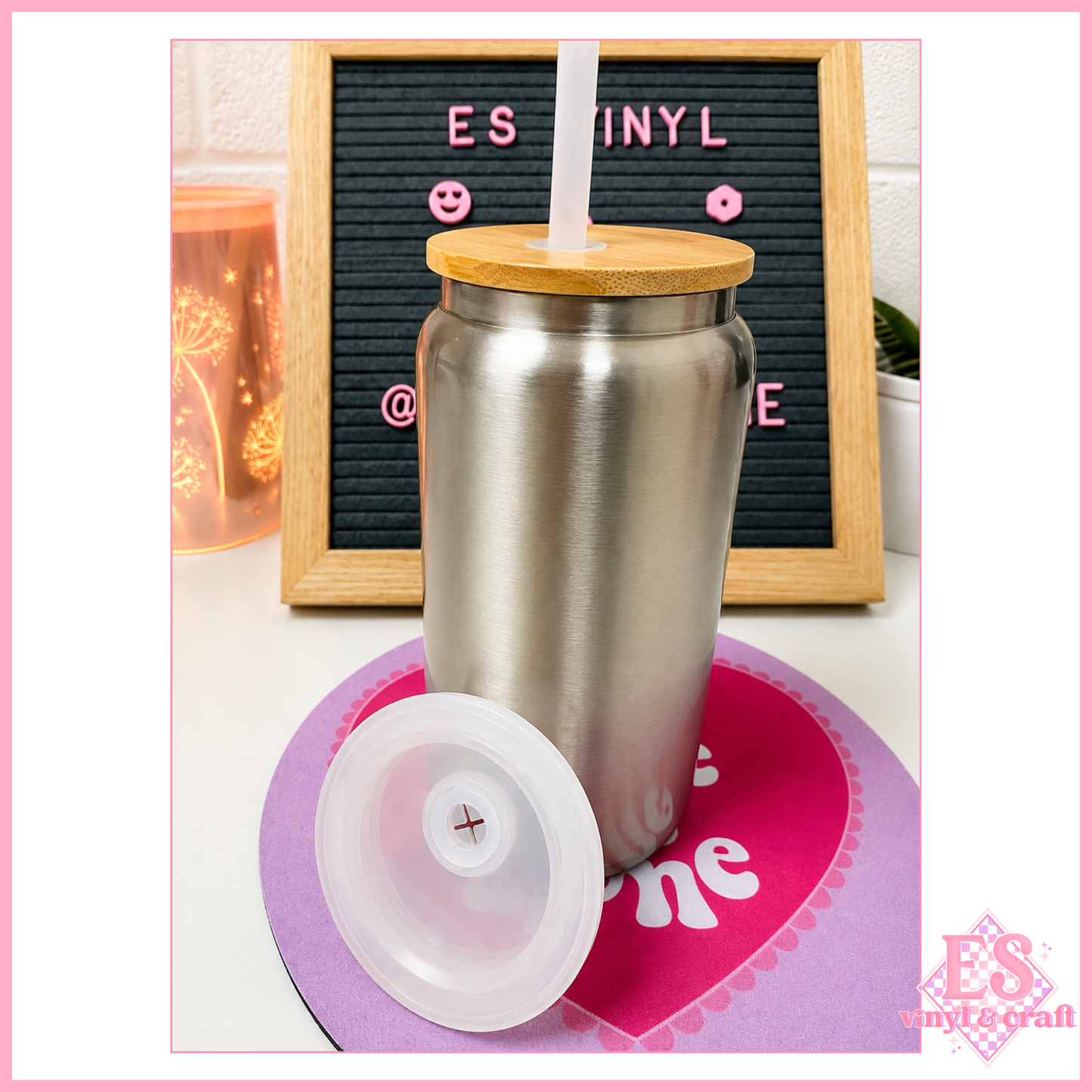 Stainless Steel 16oz Double Wall Vacuum Insulated Beer Can - 2 Lids