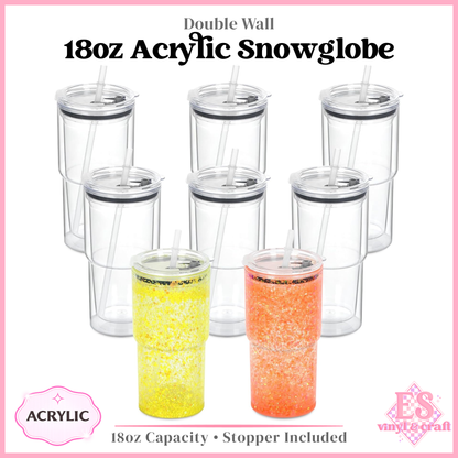 18oz Double Wall Acrylic Snowglobes Pre Drilled and Stoppers