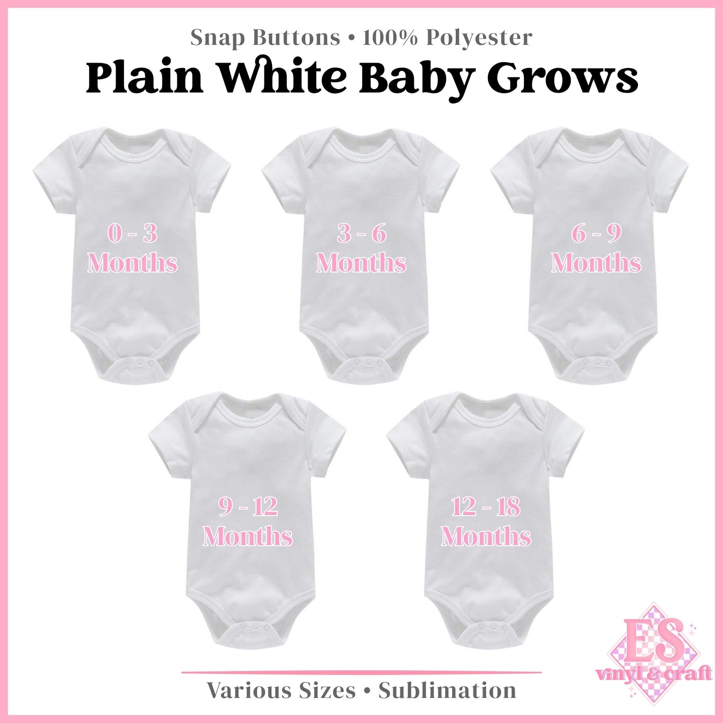 Baby Grow in Plain White for Sublimation
