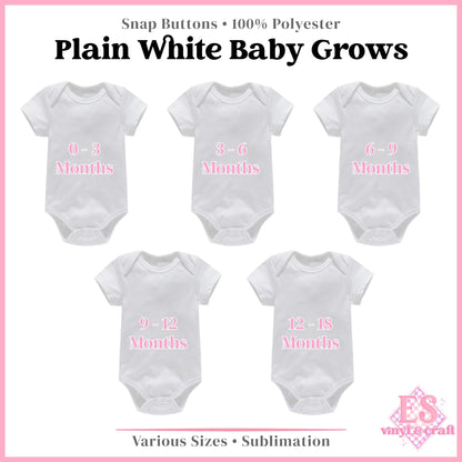 Baby Grow in Plain White for Sublimation