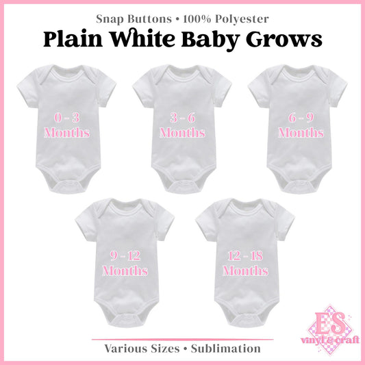 Baby Grow in Plain White for Sublimation