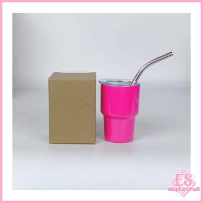 2oz Mini Double Wall Shot Tumblers with Lid and Metal Straw