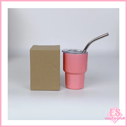 2oz Mini Double Wall Shot Tumblers with Lid and Metal Straw