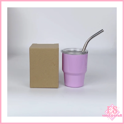 2oz Mini Double Wall Shot Tumblers with Lid and Metal Straw
