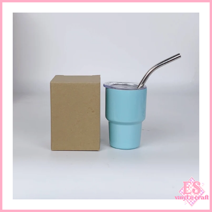 2oz Mini Double Wall Shot Tumblers with Lid and Metal Straw