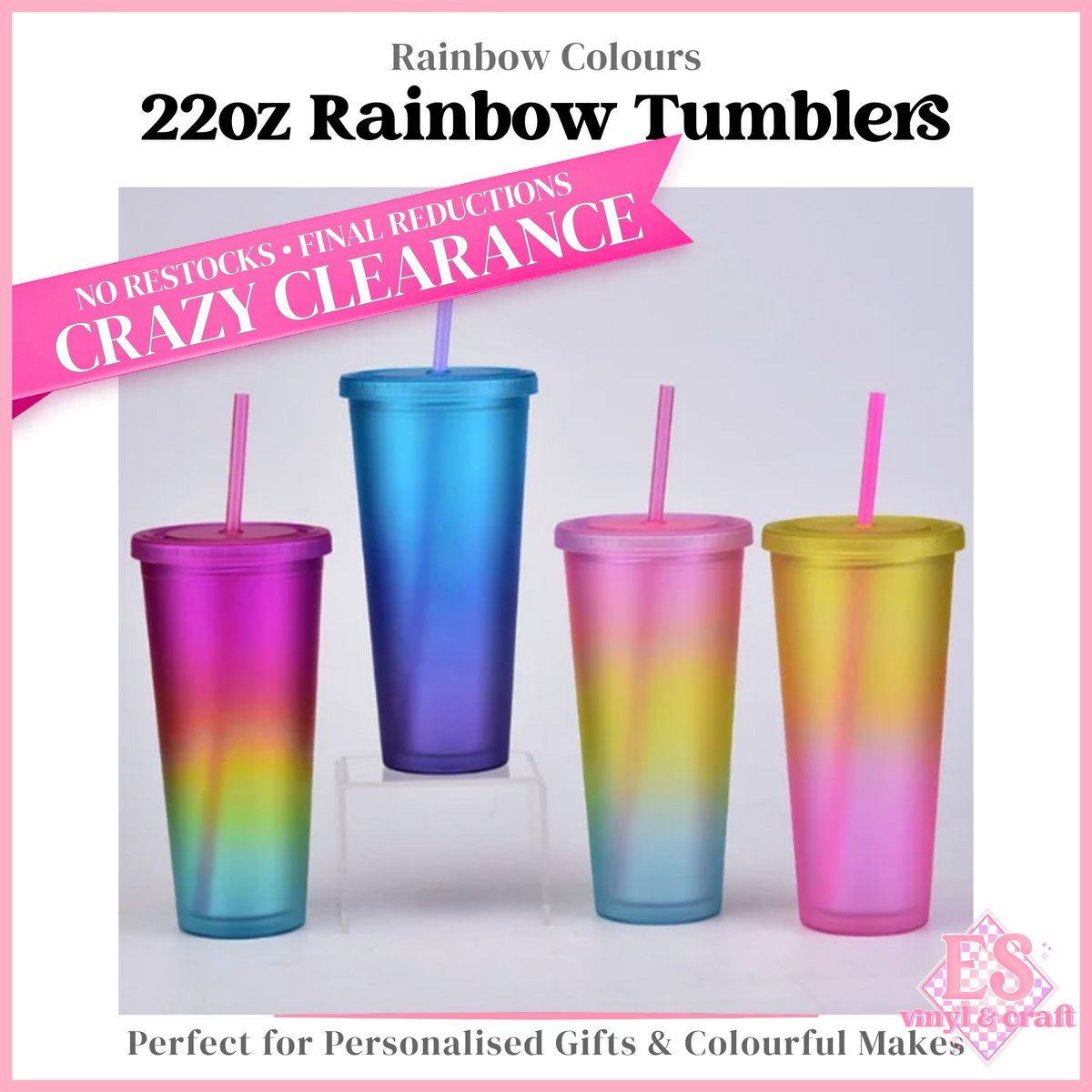 Rainbow Tumblers Double Wall 22oz