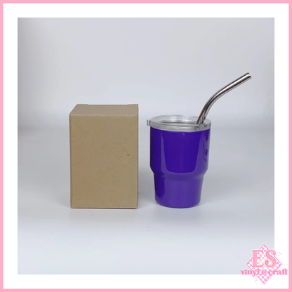 2oz Mini Double Wall Shot Tumblers with Lid and Metal Straw