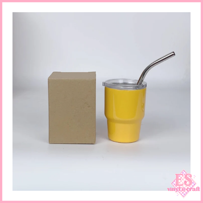 2oz Mini Double Wall Shot Tumblers with Lid and Metal Straw