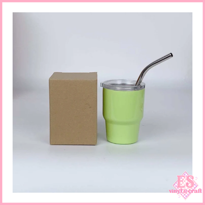 2oz Mini Double Wall Shot Tumblers with Lid and Metal Straw