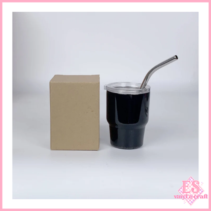 2oz Mini Double Wall Shot Tumblers with Lid and Metal Straw