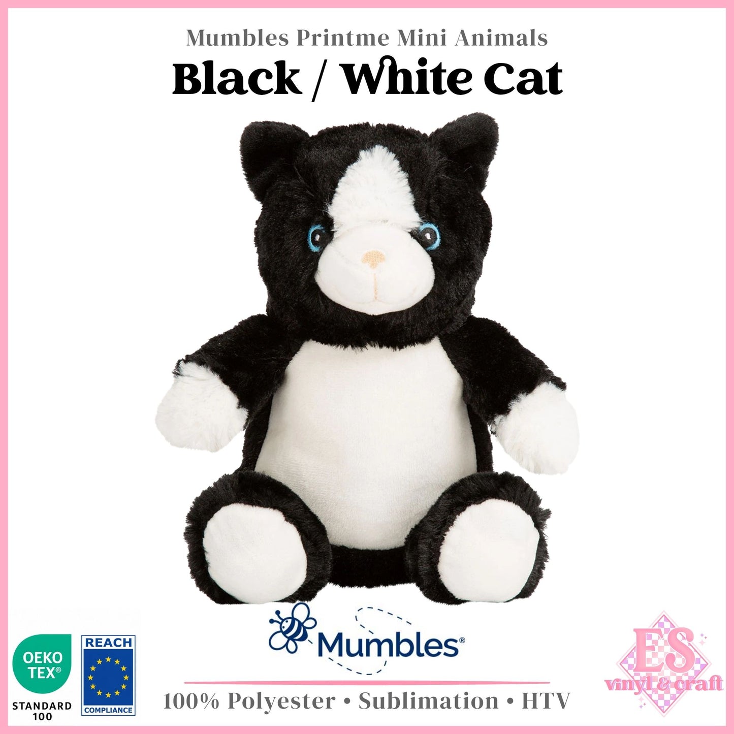 Mumbles Print Me MM60 - Black & White Cat