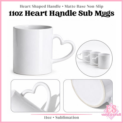 Heart Shaped Handle Sublimation Mug 11oz (330ml)