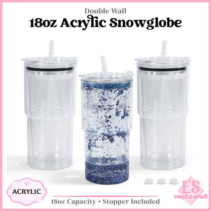 18oz Double Wall Acrylic Snowglobes Pre Drilled and Stoppers