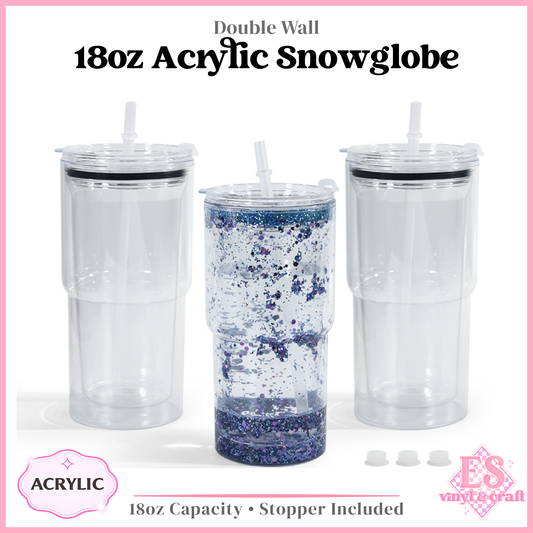 18oz Double Wall Acrylic Snowglobes Pre Drilled and Stoppers