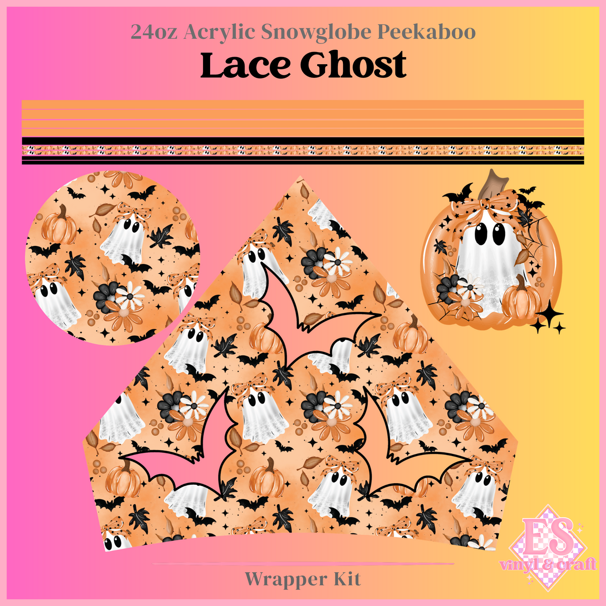 Lace Ghost - 24oz Snowglobe Wrapper Kit