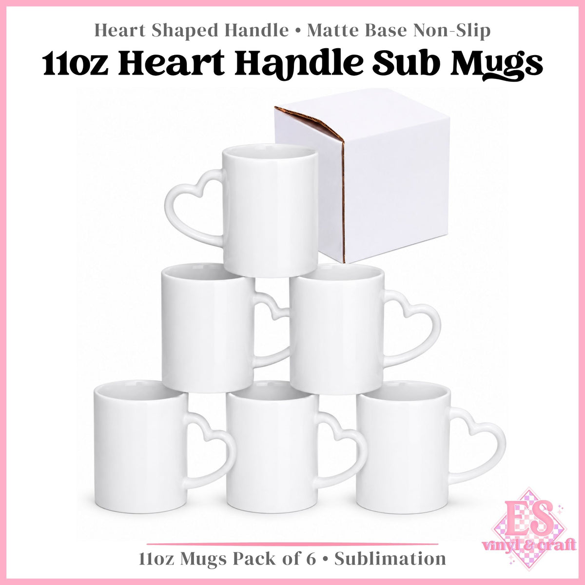 Heart Shaped Handle Sublimation Mug 11oz (330ml)